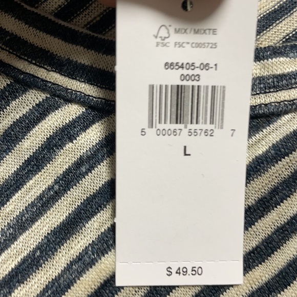 Men’s Banana Republic black & cream striped pocket tee, size L, never worn - Picture 3 of 3